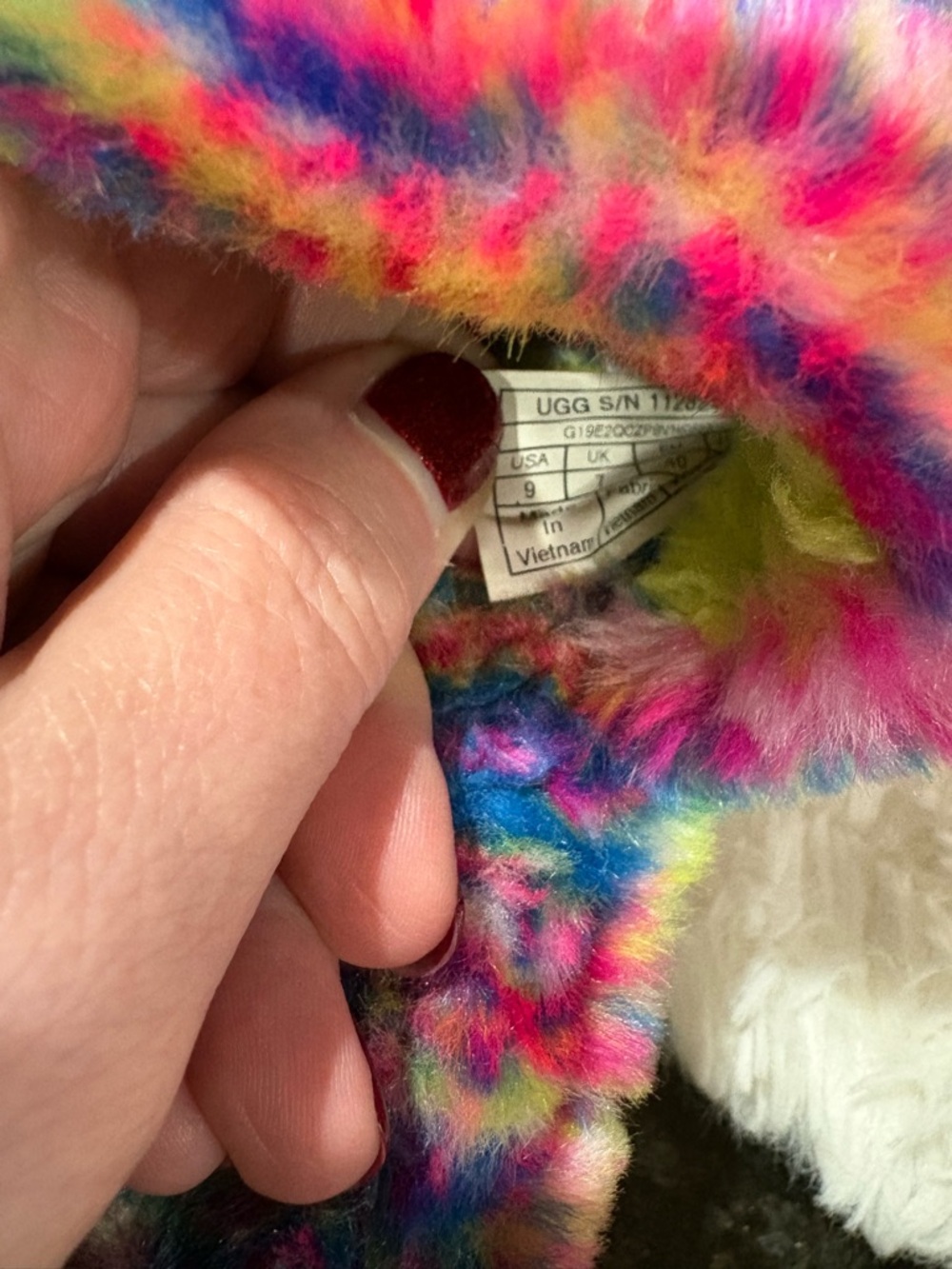UGG Neon Multi Faux Fur Slide with Lime Strap - Picture 10 of 10